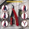 Red Black Barber Staright Edge Salon Hair Cut Razor 100% Stainless Steel with 10 Blades by "FLAME STAR" view 3