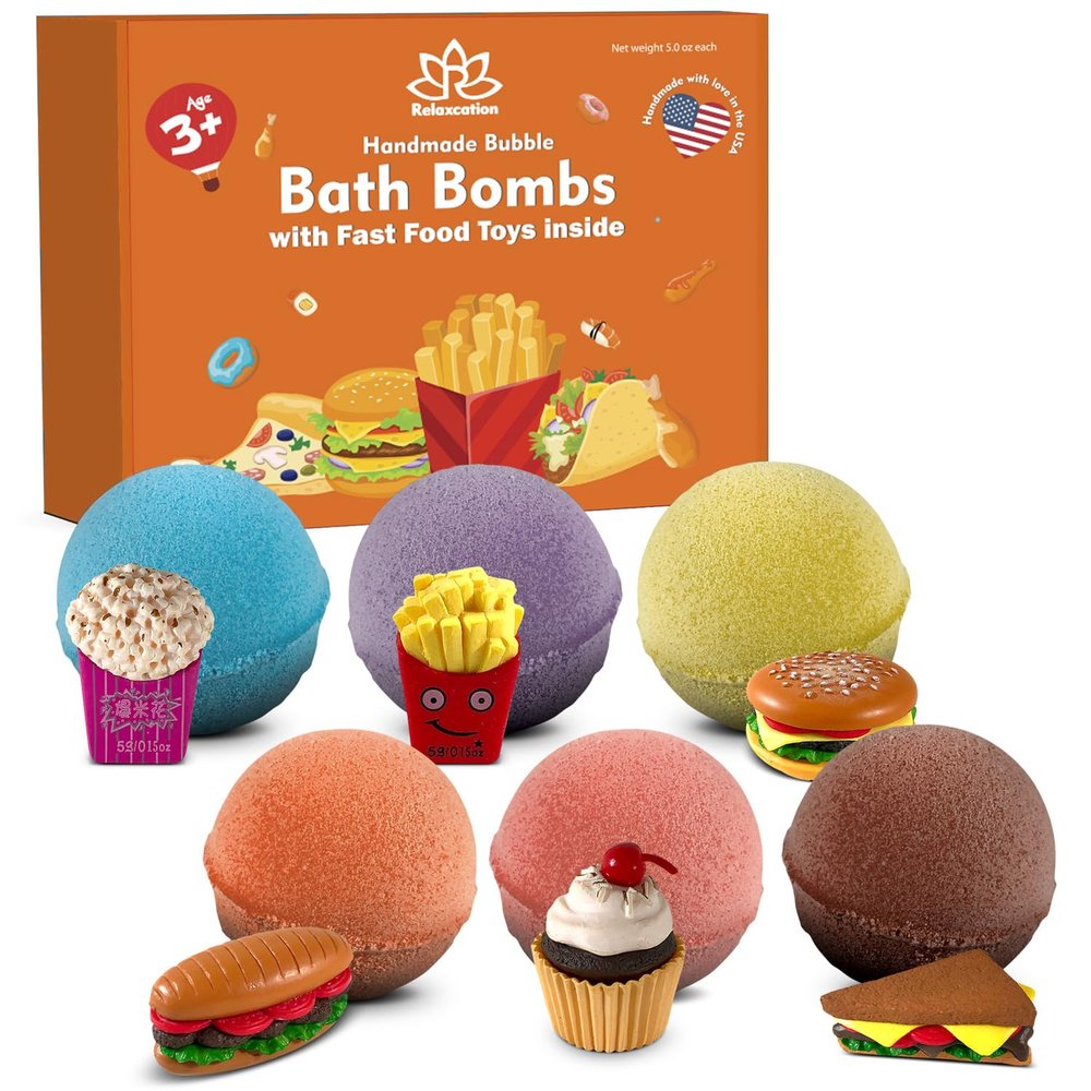 Bath Bombs for Kids Set with Toys Surprise Inside for Kids (Fast Food)