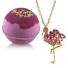 Bath Bombs Jewelry with Necklace Flamingo Inside - Fizzy and Bubble Organic Bathbomb in Gift Box for Women Girls Her Mother Girlfriend view 2