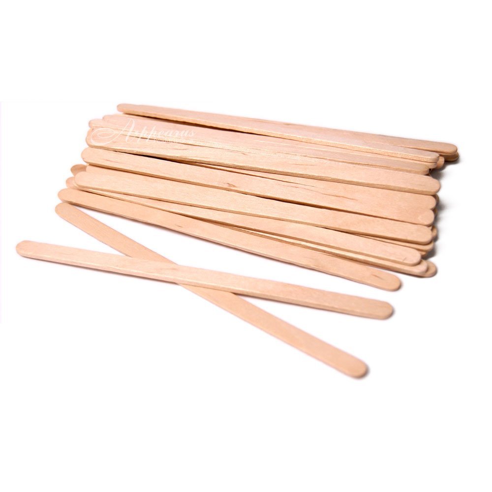 100 Narrow Eyebrow Facial Wax Applicator Wood Sticks DIY Home Waxing 5-1/2"x1/4" (PW2013x1)