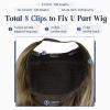 Full Shine U Part Wig Human Hair Clip in Wigs Human Hair Highlighted U Part Wigs Real Hair U Shape Half Part Straps Combs Brown Fading to Blonde Balayage 120G 16 inch view 4