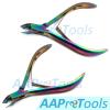AAProTools 2 Pcs Rainbow Cuticle Nipper Stainless Steel Dead Remover Cuticle Cutter Trimmer Clipper Durable Manicure Pedicure Tool view 2