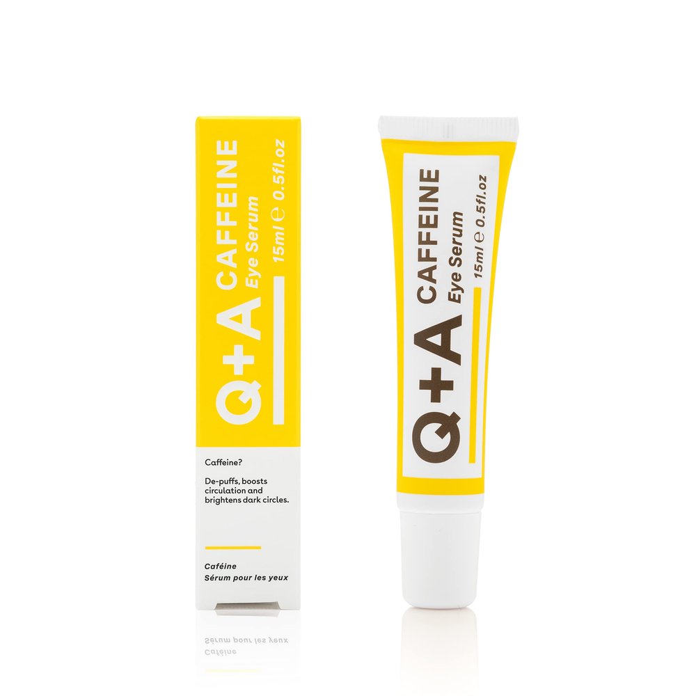 Q+A Caffeine Eye Serum (15ml), Brightening Eye Serum, 99.9% Natural Caffeine Treatment for Dark Circles, Puffiness & Fine Lines, with Green Tea & Pomegranate Antioxidants, Anti Aging Skincare