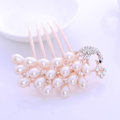 Magik Women Bride Hairpin Hair Side Comb Clip Floral Head Piece Crystal Flower Hair Pins (#C Peacock)