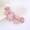 Magik Women Bride Hairpin Hair Side Comb Clip Floral Head Piece Crystal Flower Hair Pins (#G Pink Flower) view 1