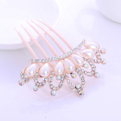 Magik Women Bride Hairpin Hair Side Comb Clip Floral Head Piece Crystal Flower Hair Pins (#B Crown)