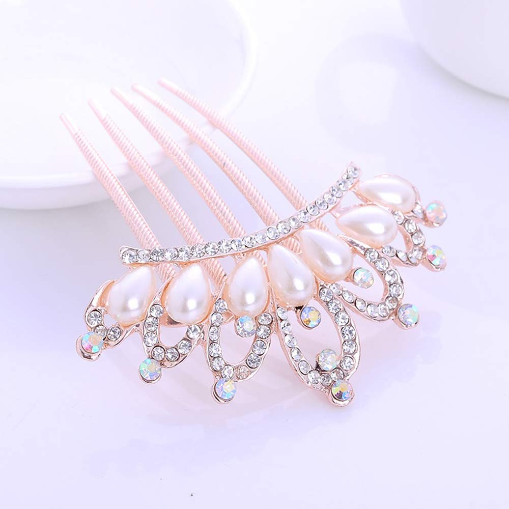 Magik Women Bride Hairpin Hair Side Comb Clip Floral Head Piece Crystal Flower Hair Pins (#B Crown)