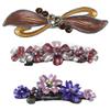 Set of 3 Med Size Flower Barrettes Sparkly Rhinestones 3 Styles YY86400-1-GL10-YY12-3brownRoseP view 1