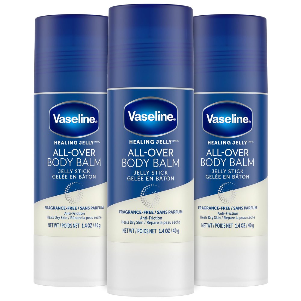 Vaseline All-Over Body Balm Stick 3-Pack Non-Greasy Fragrance-Free Moisturizer, Travel-Size Lotion, 1.4 Oz Ea