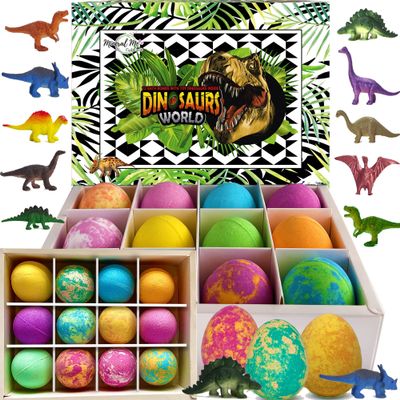 Bath Bombs for Kids with Surprise Inside - 12 Dinosaur Bath Bombs with Toys, Organic Colorful Bubble Bath Fizzies, Dino Egg Bath Bomb w/Rich Bubbles, Stocking Stuffers Christmas Gifts for Kids, Boys