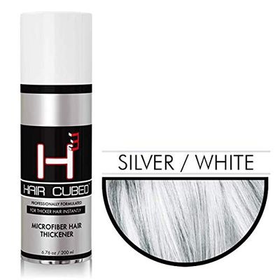 H3 Hair Fibers Hair Micro Fibers for Thinning Hair - 100% Undetectable & Natural, USA Patented Formula (Silver/White)