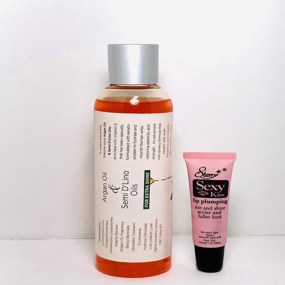 Alpha Salvatore Natural Hair Argan Oil & Semi di Lino 4 Fl oz/118ml"Free Starry Lip Plumping 10 ml"