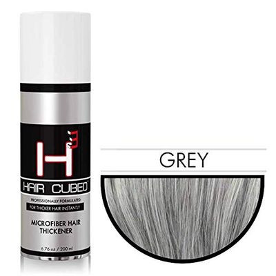 Hair Cubed H3 Hair Fibers Hair Micro Fibers for Thinning Hair - 100% Undetectable & Natural, USA Patented Formula (Grey)