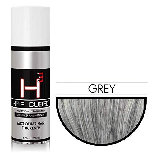 Hair Cubed H3 Hair Fibers Hair Micro Fibers for Thinning Hair - 100% Undetectable & Natural, USA Patented Formula (Grey)