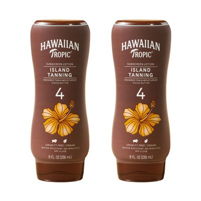 Hawaiian Tropic Island Tanning Lotion, SPF 4, Twin Pack