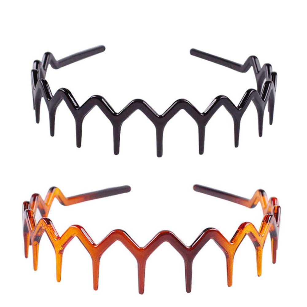 2pcs Fashion Hair Hoop Headbands Wavy Tooth Hairband Styling Clips Active Men Barrettes for Girls Bands Stretch Man Sharks Tooth Comb Rhinestone Headpiece Ties