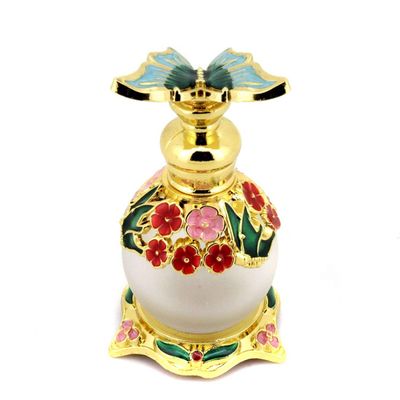 Suoirblss 0.5oz Boho Chic Decor Creative Perfume Bottle Metal and Glass Perfume Bottle Refillable Empty Aromatherapy Essential Oil Bottle (Green Butterfly)