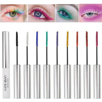 9 Colors Colored Mascara Set for Eyelashes, Red Pink Purple Blue White Black Halloween Rainbow Colorful Mascara Waterproof Charming Long Lasting Voluminous Eye Makeup Christmas Day Gifts for Women