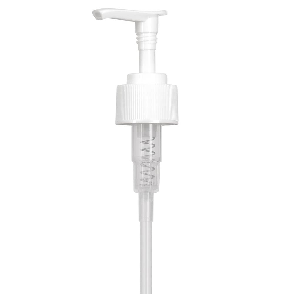 (12 Pack) White Ribbed Lotion Pump Neck Size 28-410 Tube Length 8.75 inch