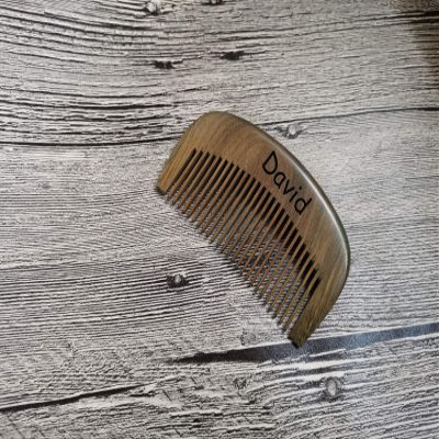 Sandalwood Beard Comb,Personalized Comb,Engraved comb,Custom Beard Comb,Hair Comb,Comb with Leather Case,Wooden Beard Comb