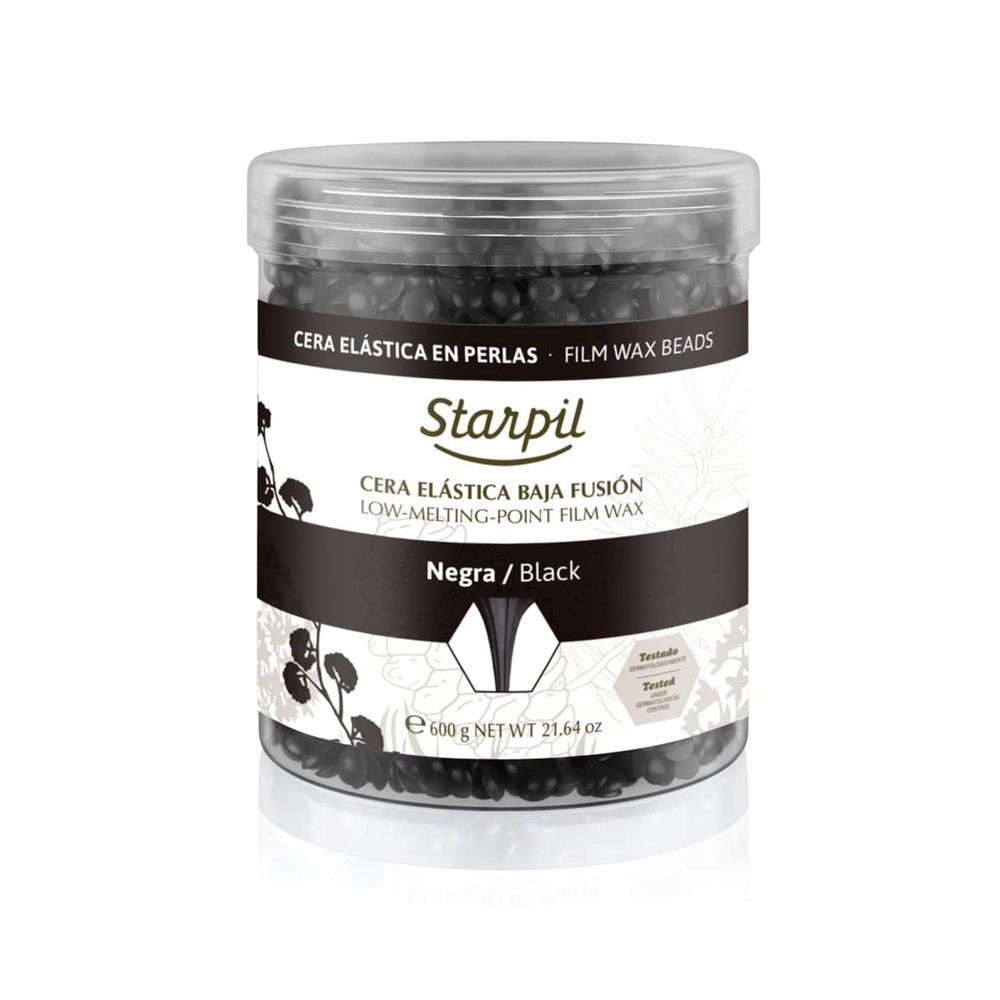 Starpil Wax 600g / 1.3 lb Black Hard Wax Beads for Painless Hair Removal, Stripless Wax Beads, Polymer Blend Low Temperature Wax for Face, Bikini, Brazilian, Legs, Underarm, Back and Chest