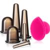 BBTO Silicone Facial Cupping Set, Vacuum Massage Cup Kit for Body, Face, Neck, Back, and Eye, 6 Cups and Exfoliating Brush(Black) view 1