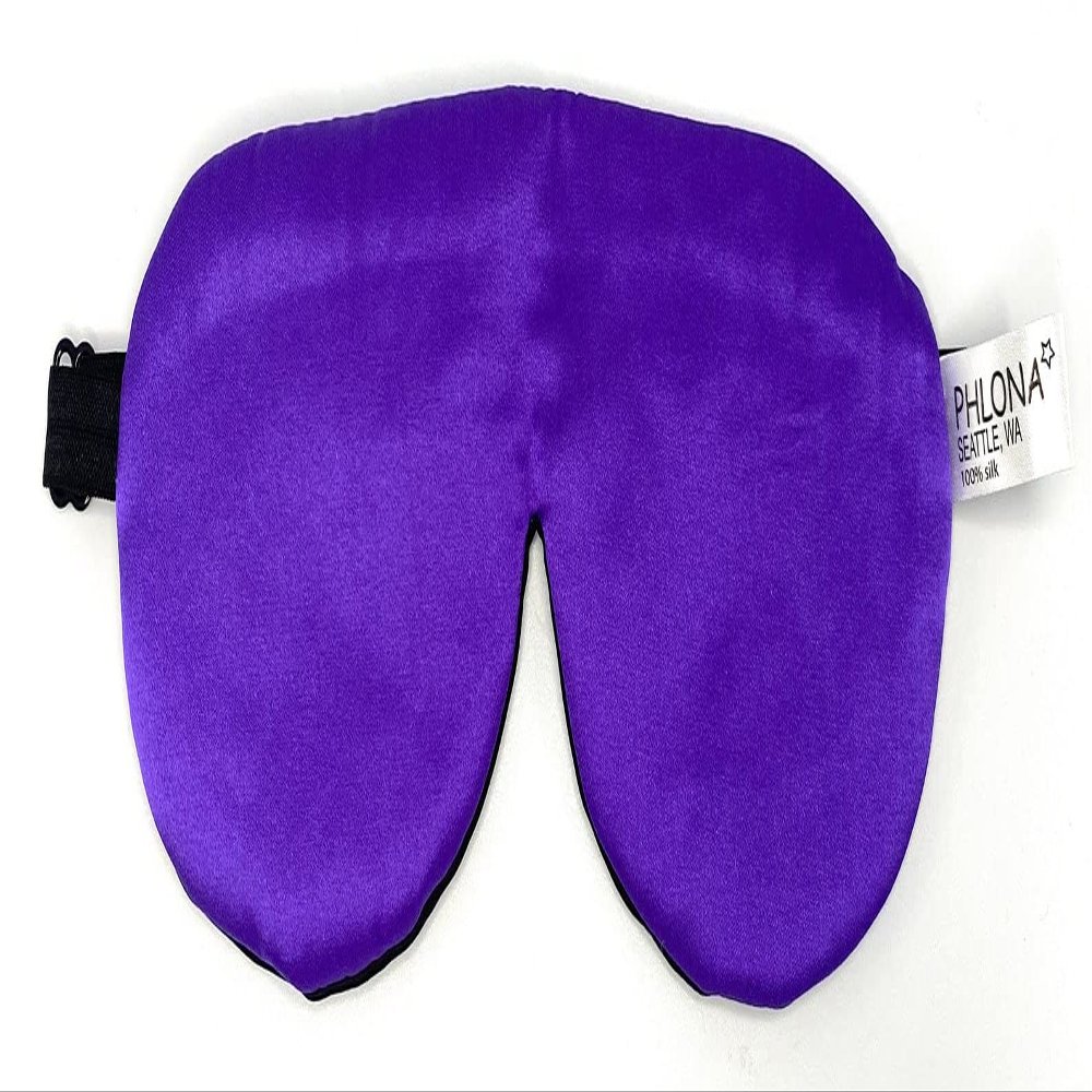 Silk Sleep Mask, 100% Real Mulberry Silk Satin Eye Mask, Soft Eye Cover, Silk Blindfold, Organic Eyeshade with Natural Hand Dyed Silk (Purple, Large)