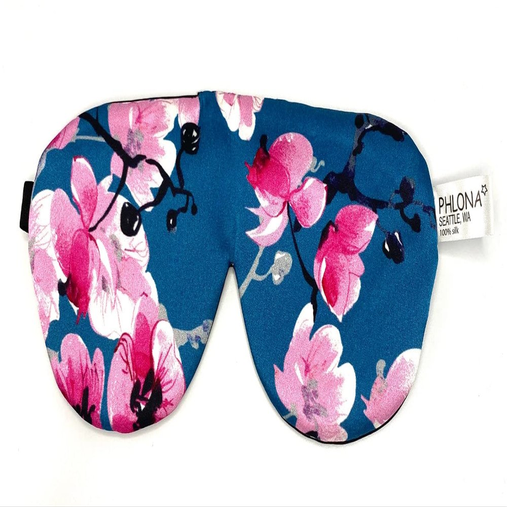 Silk Sleep Mask, 100% Real Mulberry Silk Satin Eye Mask, Soft Eye Cover, Silk Blindfold, Organic Eyeshade with Natural Hand Dyed Silk (Pattern, Large)