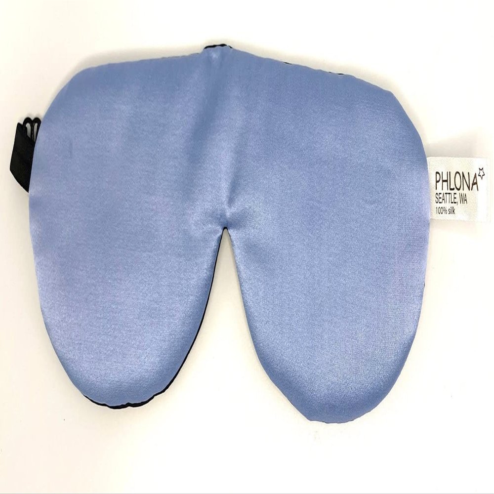 Silk Sleep Mask, 100% Real Mulberry Silk Satin Eye Mask, Soft Eye Cover, Silk Blindfold, Organic Eyeshade with Natural Hand Dyed Silk (Light Blue, 8.3 x 3.5 (21 x 9 cm))