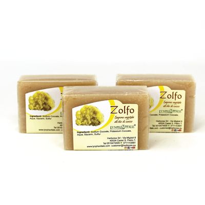 LYNPHA VITALE Sulfur Soap Bar - 100% Handmade Natural Bar Soap with Coconut Oil - Sulphur Soap ideal to Nourish and Heal Oily Skins - 3,5 oz - 3 Soaps Pack
