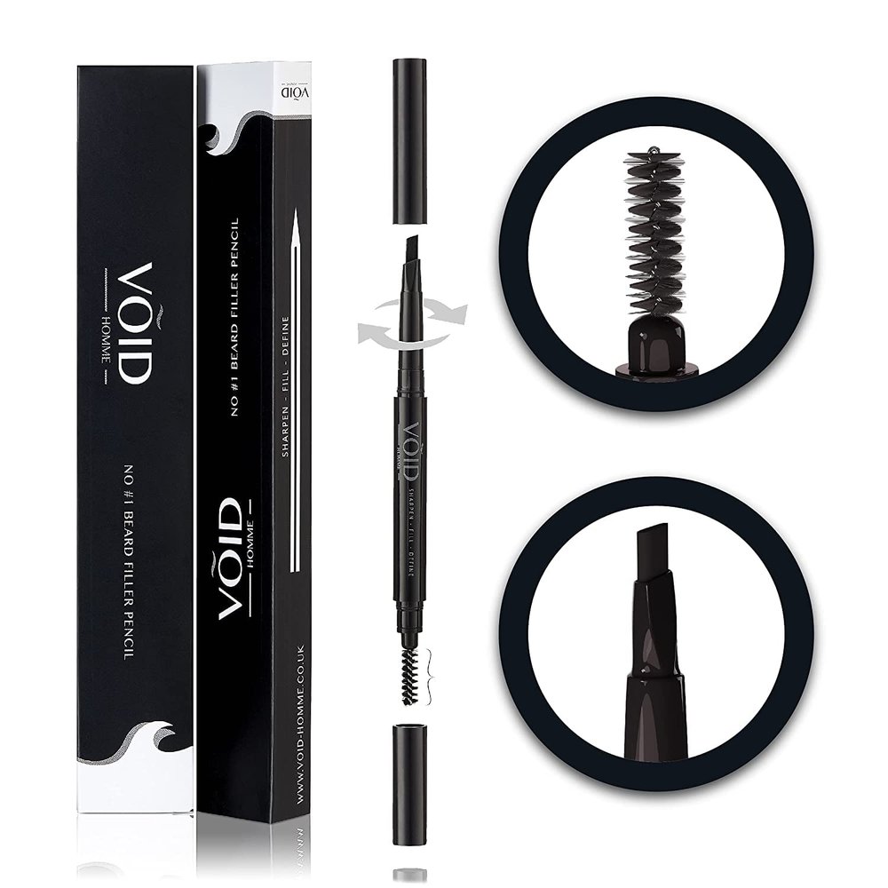 VOID Homme Beard Filler Pencil (Dark Brown) - Sweat & Waterproof, Smudge-proof, Cover Patches Instantly & Get Natural Beard Fullness
