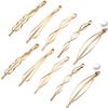10 Pieces Geometric Metal Hair Clips and Barrettes for Women and Girls, Hair Styling Minimalist Wedding Dainty Accessories (Gold) view 1