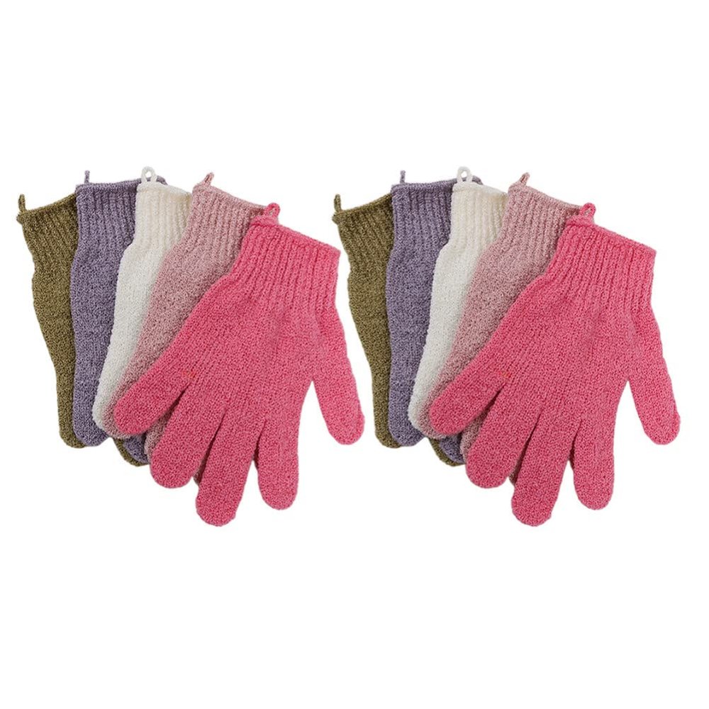 5 Pairs Bath loofah mitt Five-Finger Bathing Scrubber mitt exfoliating Bath mitt Shower Glove Scrub Body Scrub Gloves Body Scrub exfoliator Shower Gloves Thicken Towel