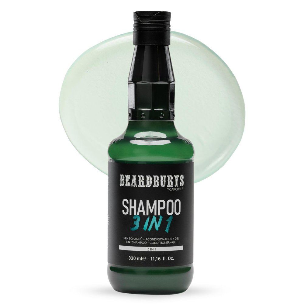 Beardburys 3-in-1 Shampoo, Conditioner, and Gel, All-in-One Hair Care for Men, Nourishes, Cleanses, and Styles, Paraben-Free 330ml