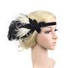 1920s Headpiece Great Gatsby Accessories Flapper Headband Wedding Headpieces for Bride Roaring 20's Art Deco Hair Clip Black White view 3