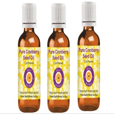 Deve Herbes Pure Cranberry Seed Oil (Vaccinium macrocarpon) Cold Pressed (Pack of Three) 100ml X 3 (10 oz)