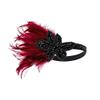 1920s Accessories Flapper Headband Art Deco Roaring 20's Headpieces for Women Gatsby Costume Hair Clip Wine Red view 1