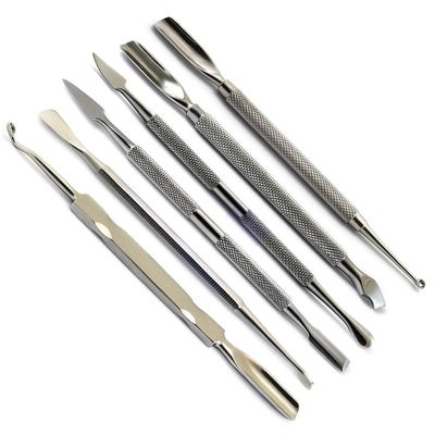 6Pcs Professional Manicure Pedicure Set Cuticle Pusher Nail Art Cleaner Curette Spoon Gouge Grooming Kit