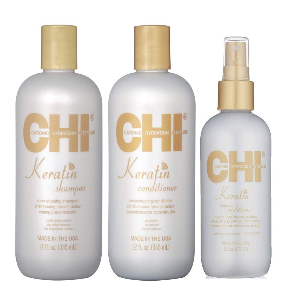 Chi Keratin Reconstructing Shampoo & Conditioner 12oz plus Leave-in Conditioner 6oz Bundle
