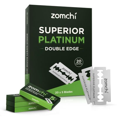 Double Edge Razor Blades, 100 Counts Safety Razor Blades for Shaving, Platinum Stainless Steel Shaving Blades for Men and Women, Fits All Standard Double Edge Razors