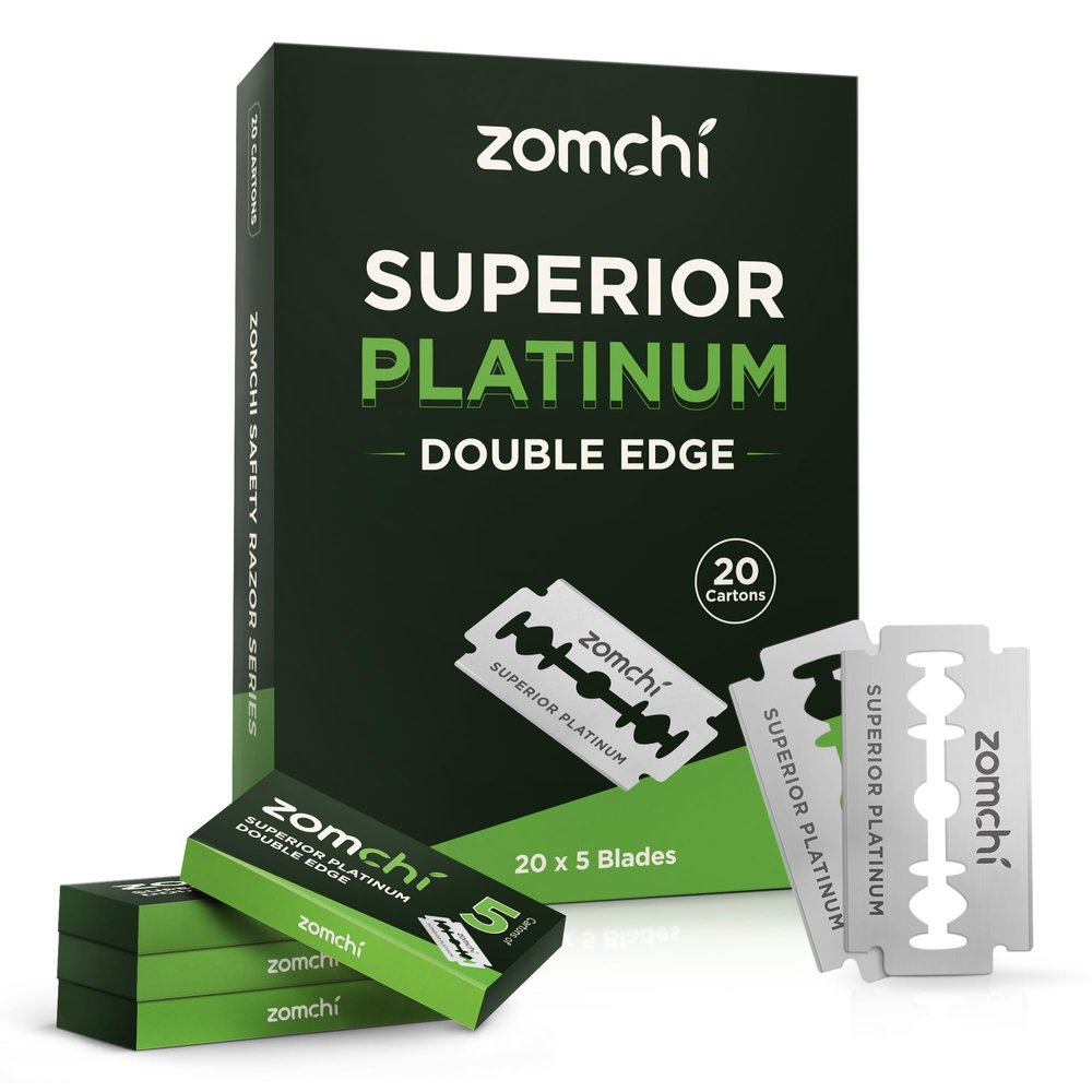 Double Edge Razor Blades, 100 Counts Safety Razor Blades for Shaving, Platinum Stainless Steel Shaving Blades for Men and Women, Fits All Standard Double Edge Razors