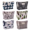 6 Pieces Canvas Cosmetic Bags Canvas Makeup Bags Printed Makeup Bag spacific Multi-Function Travel Cosmetic Bag Accessories with Zipper for Women Girls,6 Styles view 1