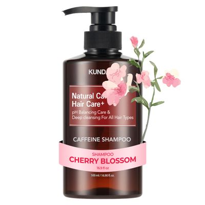 KUNDAL Korean Caffeine Scalp Shampoo [Cherry Blossom]  Sulfate-Free Hair Care with Menthol & Botanical Extracts  For Fuller-Looking Hair, Scalp Refresh & Strength  16.9 Fl Oz, Stocking Stuffers