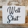 Well Shit 4" x 6" Mini Wood Funny Bathroom Block Sign view 2