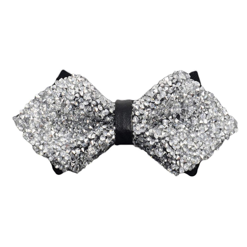 Andongnywell Rhinestone Bow Ties Party Banquet Bowties Men's Sequin Pre-tied Bow Tie for Wedding Parties (Multicolor 10,One Size)