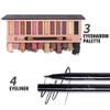 All in One Makeup Kit,12 Colors Nude Shimmer Eyeshadow Palette, Waterproof Black Eyeliner Pencil, Duo Pressed Eyebrow Powder Kit, 5 Brushes With Quicksand Cosmetic Bag Gift Set view 4