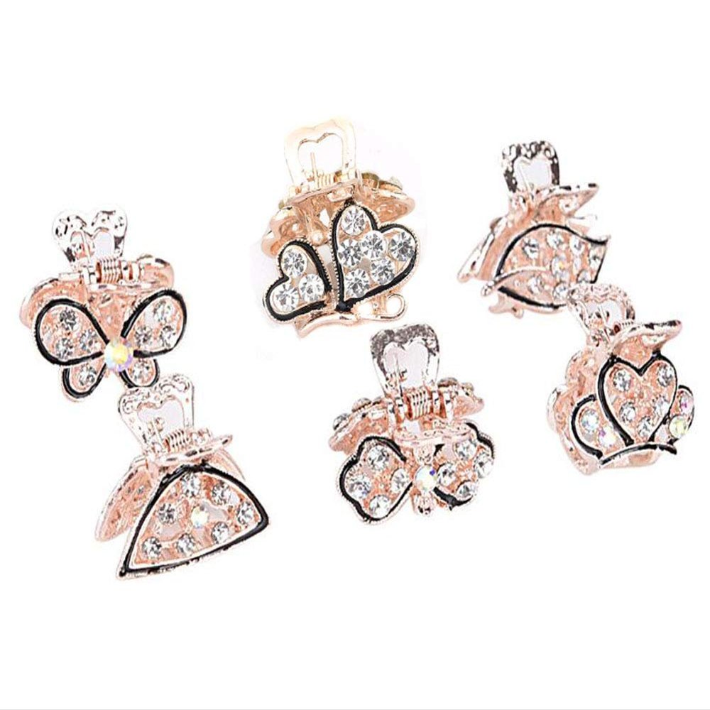 6PCS Small Rhinestone Jaw Hair Clips Women Crystal Hair Claw Clip Hair Clamp Barrettes