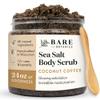 Bare Botanics Coconut Coffee Body Scrub 24oz | Made in Madison, WI | All Natural Sea Salt Exfoliator w/ Skin Loving Moisturizers | Vegan & Cruelty Free | Gift Ready Packaging w/ a Cute Wooden Spoon view 1