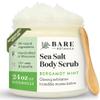 Bare Botanics Bergamot Mint Body Scrub 24oz | Made in Madison, WI | All Natural Sea Salt Exfoliator w/ Skin Loving Moisturizers | Vegan & Cruelty Free | Gift Ready Packaging w/ a Cute Wooden Spoon view 1