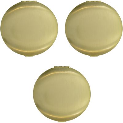 Stephanie Imports Set of 3 Double Sided Magnifying Compact Mirrors with Brushed Metal Finish (Gold, Round)